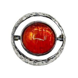 Mid Century Sterling silver baltic amber brooch - GM545